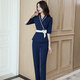 Yipsilon beauty salon beautician work clothes women's autumn and winter new suit pants health center foot bath technician uniform mid-sleeve navy L