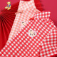 Classic Teddy ClassicTeddy children's clothing girls summer short-sleeved dress little girl Chinese style Hanfu baby cheongsam girl princess dress new red plaid full print big red 110