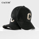 CACUSS wool hat men's winter large head baseball cap high top warm peaked cap outdoor hat black medium size