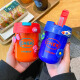 Suopeiqi children's milk cup 3-6 years old milk powder special cup baby water cup household milk cup straw cup snow mountain white + cup brush straw brush 300ml300mL