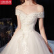 Red makeup, one-shoulder wedding dress, 2024 new style, petite bride, elegant main wedding dress, large tail, floor-length wedding dress, light champagne tail, XL