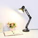 American metal folding table lamp, college student work and study dormitory bedside iron table lamp, replaceable light bulb, black base, button switch