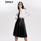 ONLY秋冬时尚显瘦高腰PU百褶中长款半身裙女|12346S001 H1Z 黑色BLACK XS 155/60AR