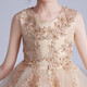 Dev Ake Kinderkleid Girl Prinzessin Rock Moderatorin High-End Piano Performance Evening Kleid Little Girl Hochzeit Sommer Big Boy BX683 Langarmiger Champagnerfarbe 140 (Empfohlen 51-60 Jin [Jin gleich 0,5 kg])