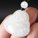 7000 Years Old Hetian Jade Pendant Mutton Fat White Guanyin Jade Pendant with Identification Certificate Jade Buddha (Medium Size)