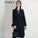 
PORTS Women's Clothing Autumn and Winter New Long Sleeve Medium Long Trench Coat LL9T022LWB006 Black M (6)
