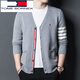 Tommy Hee Kelly selected quality tommy Tommy men's sweater V-neck autumn and winter wool cardigan thickened casual striped sweater Black TM23XJ942 165/M 100-120Jin[Jin equals 0.5 kg]