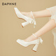 Daphne French thick heel single shoes female bridesmaid Mary Jane shoes temperament high heels evening shoes 4623404078 beige 38