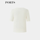 PORTS Women's Clothing Shopping Mall The same style as early autumn versatile soft focus beads printed knitted T-shirt LP9K719SKT021 Milk White XS