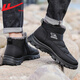 Warrior Cotton Shoes Men's Winter Velvet Thickened Snow Boots Men's Middle-aged and Elderly Warm Shoes Martin Boots Atmospheric Black 41