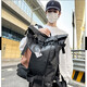 滕阁厢 男士背包双肩潮流卷口旅行包时尚女大容量防水高中大学生书包 黑棕色