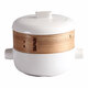 Fengshang Steamer Pot Ceramic Pot Steamer Integrated Multifunctional Pot Steamer Home Breakfast Steamed Egg Soup Double Layer 2L White + Steamer 2 Layers 20.5cm