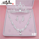 Bridal tiara three-piece crown necklace set wedding fairy hair accessories wedding accessories Korean style L three-piece set ear clip