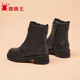 Spider King Women's Shoes Martin Boots Botas casuales para mujeres para mujeres Cowhide Winter Plus Fleece Boots Wommed All-Match Boots Women 09372 Negro 37 (235 mm)