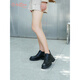 Jinlilai Martin boots for women in autumn and winter new versatile women's boots black cowhide short boots flat boots black 38