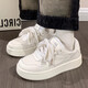 Chaussures féminines Huili, chaussures en cuir et blanc pour femmes, chaussures décontractées polyvalentes, baskets douces, beige-1105 35