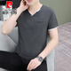 Pierre Cardin 2024 Neuer Sommer V-Ausschnitt Männer kurzärmelig T-Shirt Solid Color Casual Trendy und vielseitige Männer halbärmelte Top Qy693 Dark Grey M [Empfohlen 100-115jin [Jin gleich 0,5 kg]]]