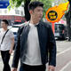 Customized He Came from the Fire Lin Luxiao and Huang Jingyu's same style leather motorcycle black stand-up collar leather jacket for men Huang Jingyu stand-up collar leather jacket 2XL