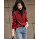 Demana Commuting Layer Tool Spring and Autumn Retro 150D Brushed Shirt Lapel Long Sleeve Shirt Women's Top