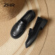 ZHR single shoes for women British style small leather shoes women's comfortable and breathable women's shoes flat loafers AH363 black 37