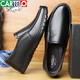 CARTELO top layer cowhide men's business formal casual leather shoes with one foot breathable soft sole non-slip middle-aged and elderly dad shoes Black single shoes 40