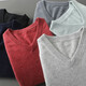 
Pash Men's Cashmere Sweater 100% Cashmere V-neck Basic Inner Layer Casual Knitted Base Sweater TRC1202 Medium Gray 2XL