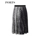 PORTS spring and summer new skirt pleated skirt LM8S028MPT031 black print M (6)