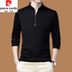 Pierre Cardin Frühling und Herbst neuer Männer purer Baumwoll-hautfreundlicher langärmeliger T-Shirt-Halbzipper-Ständer Sweater großer Größe loser, vielseitiger Top QPD-6625 Haqing [Feder und Herbst Dünn] mit Mund 180/92A empfohlen 150-170jin [Jin Equals Equals Equals 0,5 kg]