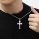 TTMIX platinum pendant for men platinum pt950 cross frosted pendant with anti-slip design on the back 5.1-5.3g + leather cord