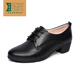 Zapatos de cuero con cordones negros de lu shinan para zapatos de trabajo de boca profunda profesional de la mitad de la mujer para mujeres para el otoño y los zapatos de conmutación de invierno en el tacón grueso de cuero de cuero suave y de cuero negro de la mitad de la altura media de 3.5 cm más el vellón (723) 36