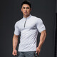Lutie Dog Fitness Wear Short Sleeve Men's Stand Collar POLO Slim Fit Muscle Showing Quick Drying Breathable High Elastic Coaching Wear T-Shirt White L