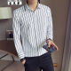 Chenyige long-sleeved shirt men's autumn Korean style trendy slim new striped shirt youth men's summer three-quarter sleeve bottoming shirt men's business casual top S10 gray XL