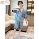 
Modal boys ice silk pajamas summer 2023 new children's short-sleeved home clothing Internet celebrity big boys summer air conditioning clothing