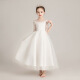 Disney girls white western-style long-sleeved princess dress children's presenter fluffy little girl western-style princess dress flower girl evening dress girl piano performance suit autumn and winter pink short 100cm