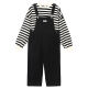 Sani Bear Girls Overalls Suit Spring and Autumn 2023 New Internet Celebrity Two-piece Set for Big Children and Girls Style Loose Trousers Black Single-piece Overalls Size 160 Recommended height is about 1.5 meters