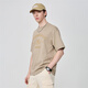 
Mark Huafei [pure cotton] short-sleeved T-shirt for men 25 spring and summer new round neck letters embroidered comfortable breathable loose men's T-shirt 701 khaki (silhouette version) S (height 155-165 weight 55-60)