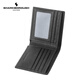 Sharkborough Top-Layer Cowide Herren echtes Leder Kurzer Brieftaschenlizenz Multifunktion Anti-Demagnetisierungs-Brieftaschen-Kartentasche Geschenkbox Geschenk Schwarz Schwarz