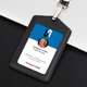 Hengse Working Card Certificate Card Case and Badge Customized Horizontal Version Genuine Leather Industrial Brand Label Label Label Label Label Access Card Certificate Set L702 Black + Lanyard (Double-sided Transparent)