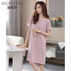 Dilefen Camiseta para mujeres Pajama delgado de manga corta Summer de seda para mujeres para mujeres Modal de gran tamaño de gran tamaño para mujeres Summer de verano XEQ-9249 pasta de frijoles Tamaño L tamaño L Recomendado para usar peso 105-120Jin [Jin equivale a 0.5 kg]