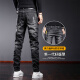 Jeep Spirit Jeans Herren Frühling und Herbst Neue koreanische Stil trendige schlanke Füße geraded sich vielseitige Modehose 6636 Black 32