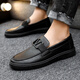 Changxiang Huili 2024 Summer Men's Men's Black Leather Cover Casual Lazy Shoes One Foot Lazy Shoes Korean Style Youth Beanie Shoes Men D829 Black 40