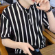 Los hombres de camisetas de manga corta a rayas de dirección simple tienen una solapa delgada de estilo coreano de collar de estilo coreano 5012 negro 5002# blanco 2xl recomendado 135-150jin [Jin iguala 0.5 kg]