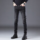 
Romon high-end jeans men's slim feet spring and autumn new Korean style stretch spring style men's casual long pants men's pants 1048 black regular size 32