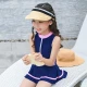 Lantao children's large size swimsuit cute little public swimming hot spring size children's one-piece swimsuit blue M
