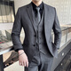 ROMON Men's Suit Suit Business Casual Slim Suit Commuting Professional Formal Wear New Groomsman Wedding Dress Jacket Men Black Double Button Suit+Trousers+Shirt 3XL 150-165Jin Jin is equal to 0.5 kg +8 gifts