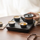 
BEYZK small tea plate, two people, Kung Fu small tea set, simple and modern home use SN3886, black pottery lifting beam, two cups, imitation black gold small long plate