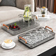 WORTHBUY tea tray tray living room light luxury double-layer drain cup holder coffee table small rectangular tea set tea cup fruit tray large transparent gray belt drain