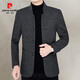 皮尔卡丹（pierre cardin）羊毛呢外套男秋冬季中年商务立领夹克男休闲潮流羊毛绒外套男爸爸 藏青 M (100-120斤)