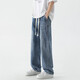 FOG SKY jeans men's summer trendy high street straight-leg pants men's American retro loose wide-leg casual pants SS-506 black gray 2XL (recommended 150-170Jin [Jin equals 0.5 kg])