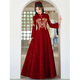 Seidler New Chinese Cheongsam Toast Wear Bride 2025 New Burgundy Xiuhe Clothes Home Long Sleeve Wedding Engagement Dress Burgundy M (Recommended 96-105 Jin Jin equals 0.5 kg)